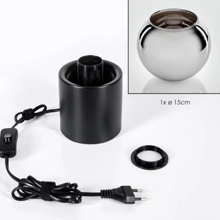 Koyoto Boule lumineuse, Lampe de bureau, Lampe à poser Chrome, Fumé, 1 lumière