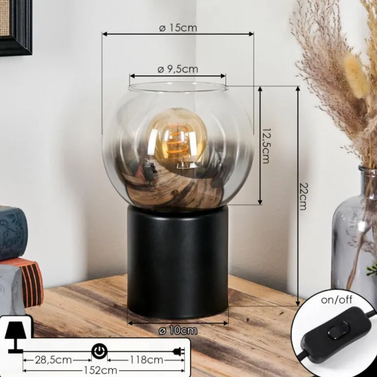 Koyoto Boule lumineuse, Lampe de bureau, Lampe à poser Clair, Fumé, 1 lumière
