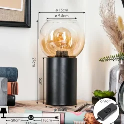 Koyoto Boule lumineuse, Lampe de bureau, Lampe à poser Ambre, Clair, 1 lumière
