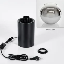 Koyoto Boule lumineuse, Lampe de bureau, Lampe à poser Chrome, Clair, Fumé, 1 lumière