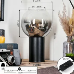 Koyoto Boule lumineuse, Lampe de bureau, Lampe à poser Clair, Fumé, 1 lumière