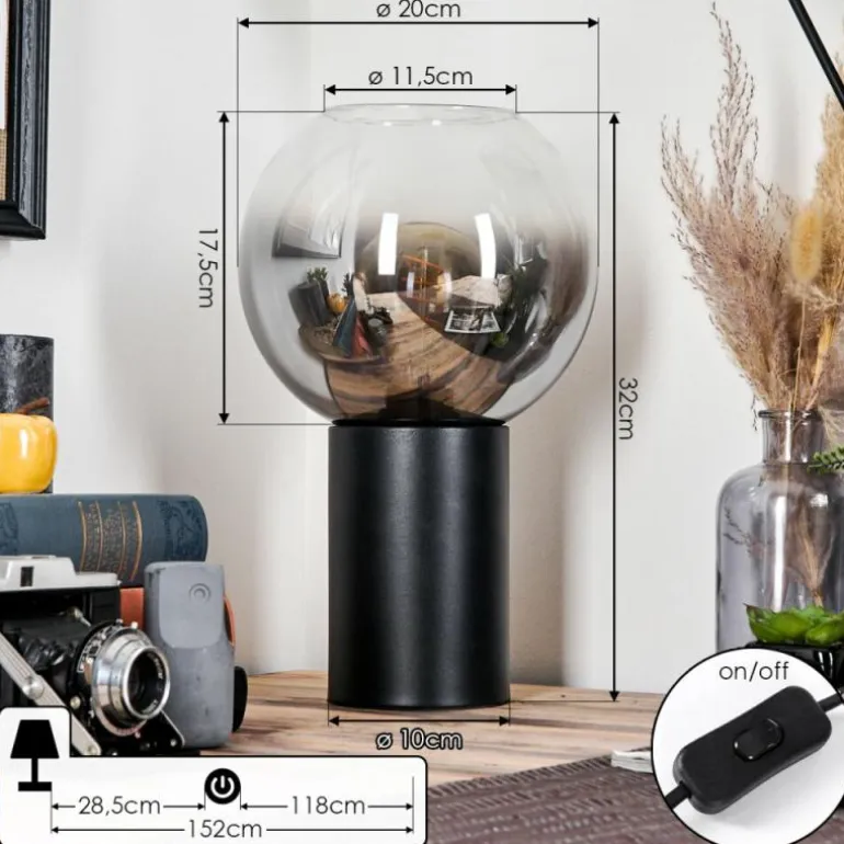 Koyoto Boule lumineuse, Lampe de bureau, Lampe à poser Clair, Fumé, 1 lumière