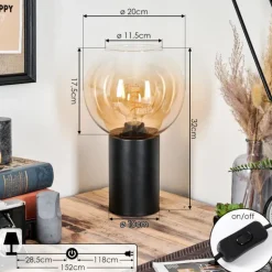 Koyoto Boule lumineuse, Lampe de bureau, Lampe à poser Ambre, Clair, 1 lumière