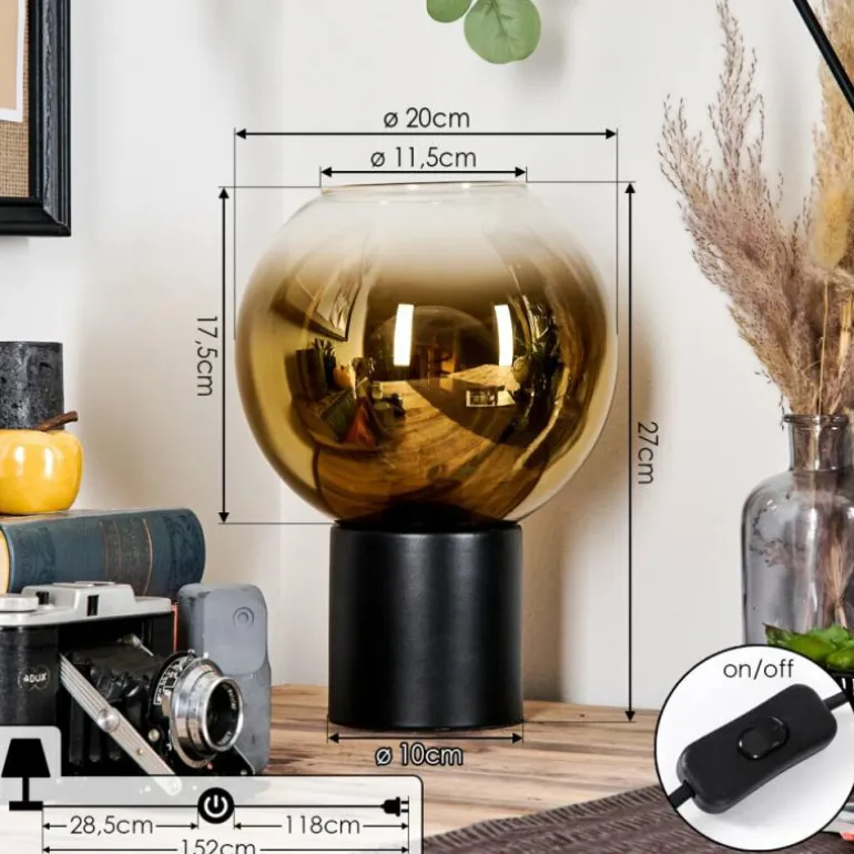 Koyoto Boule lumineuse, Lampe de bureau, Lampe à poser 20 cm Or, Clair, 1 lumière