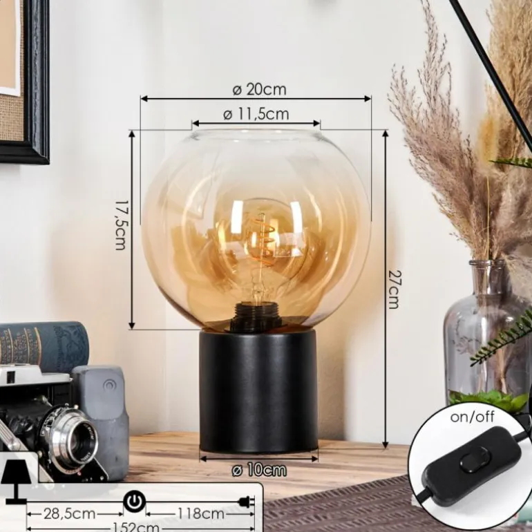 Koyoto Boule lumineuse, Lampe de bureau, Lampe à poser 20 cm Ambre, Clair, 1 lumière