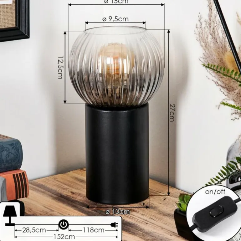 Koyoto Boule lumineuse, Lampe de bureau, Lampe à poser Clair, Fumé, 1 lumière