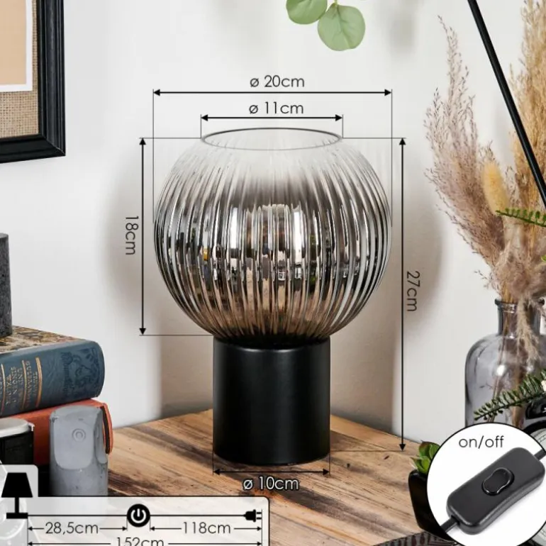 Koyoto Boule lumineuse, Lampe de bureau, Lampe à poser Clair, Fumé, 1 lumière