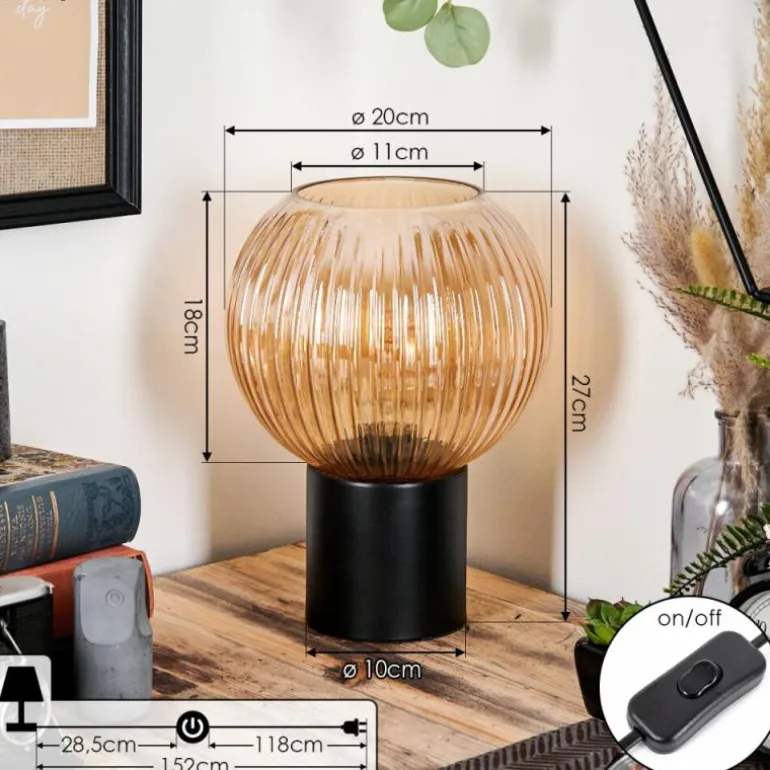 Koyoto Boule lumineuse, Lampe de bureau, Lampe à poser Ambre, 1 lumière