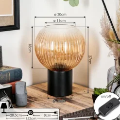 Koyoto Boule lumineuse, Lampe de bureau, Lampe à poser Ambre, Clair, 1 lumière