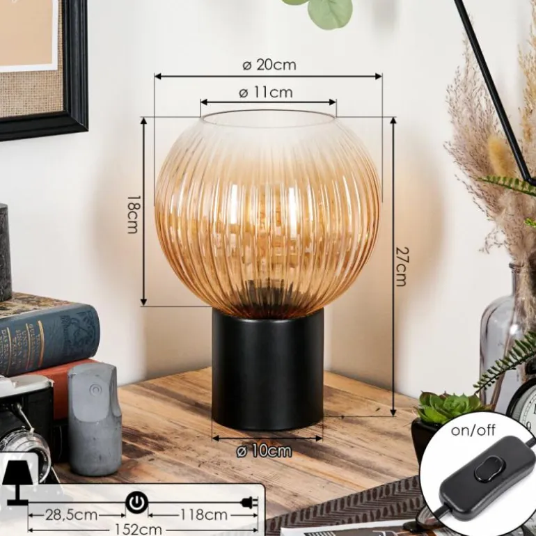 Koyoto Boule lumineuse, Lampe de bureau, Lampe à poser Ambre, Clair, 1 lumière