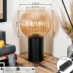 Koyoto Boule lumineuse, Lampe de bureau, Lampe à poser 11 cm Ambre, 1 lumière