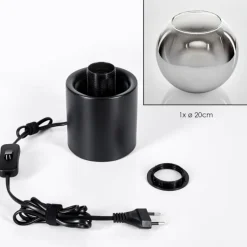 Koyoto Boule lumineuse, Lampe de bureau, Lampe à poser Chrome, Clair, Fumé, 1 lumière