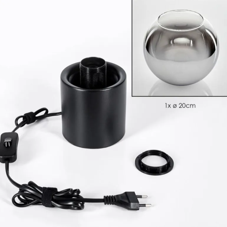 Koyoto Boule lumineuse, Lampe de bureau, Lampe à poser Chrome, Clair, Fumé, 1 lumière