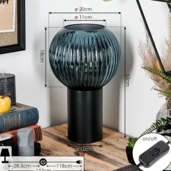 Koyoto Boule lumineuse, Lampe de bureau, Lampe à poser 20 cm Bleu, 1 lumière
