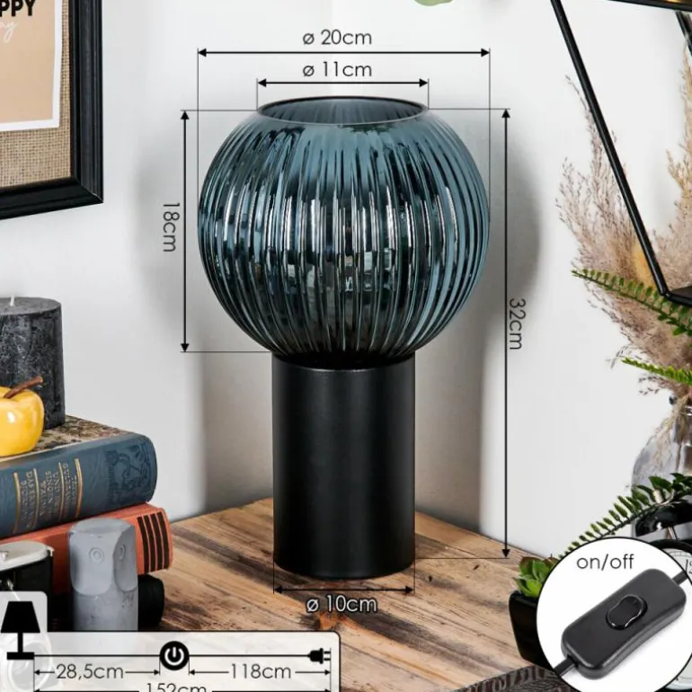 Koyoto Boule lumineuse, Lampe de bureau, Lampe à poser 20 cm Bleu, 1 lumière