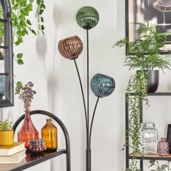 Koyoto Boule lumineuse, Lampadaire Bleu, Vert, Cuivré, 3 lumières