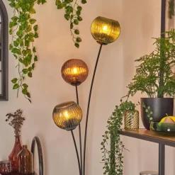 Koyoto Boule lumineuse, Lampadaire Bleu, Vert, Cuivré, 3 lumières