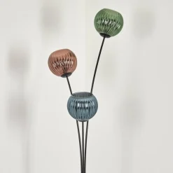 Koyoto Boule lumineuse, Lampadaire Bleu, Vert, Cuivré, 3 lumières