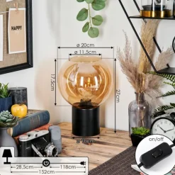 Koyoto Boule lumineuse, Lampe de bureau, Lampe à poser 20 cm Ambre, 1 lumière