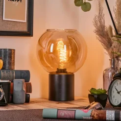 Koyoto Boule lumineuse, Lampe de bureau, Lampe à poser 20 cm Ambre, 1 lumière