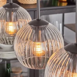Koyoto Boule lumineuse, Suspension Noir, 5 lumières