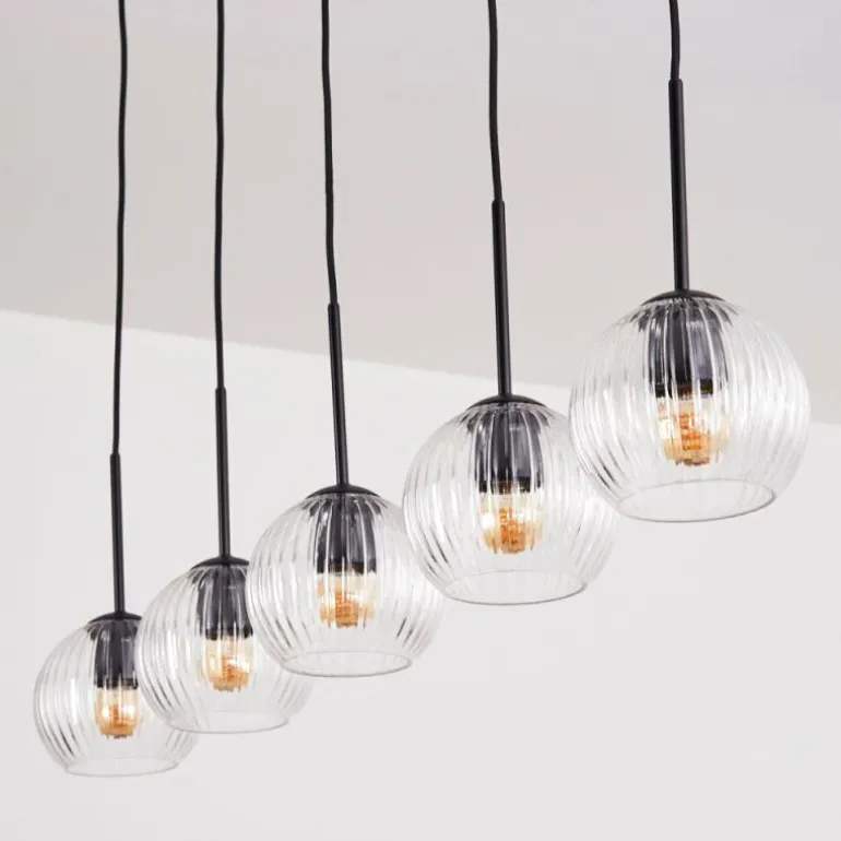 Koyoto Boule lumineuse, Suspension Noir, 5 lumières