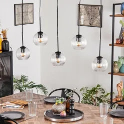 Koyoto Boule lumineuse, Suspension Noir, 5 lumières