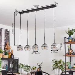 Koyoto Boule lumineuse, Suspension Noir, 5 lumières