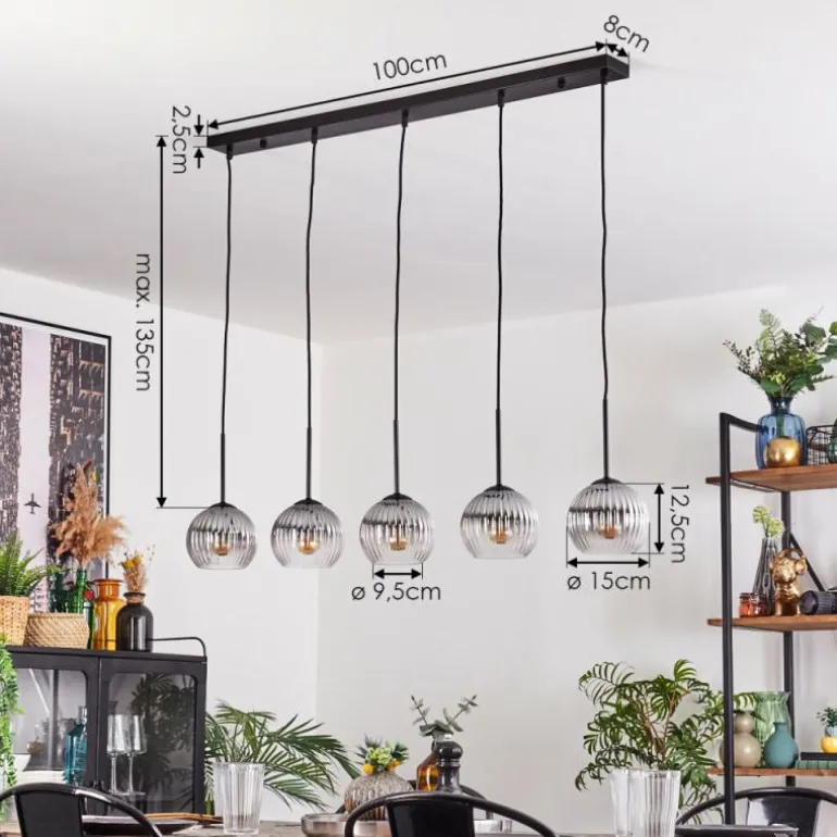 Koyoto Boule lumineuse, Suspension Noir, 5 lumières