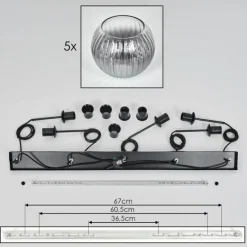 Koyoto Boule lumineuse, Suspension Noir, 5 lumières