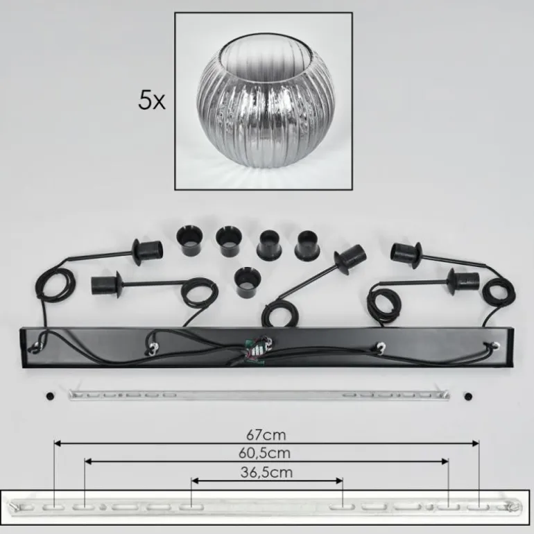 Koyoto Boule lumineuse, Suspension Noir, 5 lumières