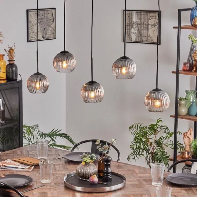 Koyoto Boule lumineuse, Suspension Noir, 5 lumières