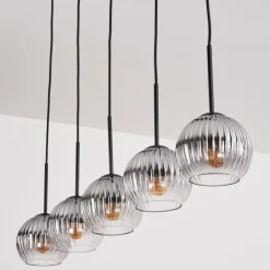 Koyoto Boule lumineuse, Suspension Noir, 5 lumières