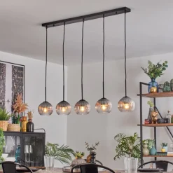 Koyoto Boule lumineuse, Suspension Noir, 5 lumières