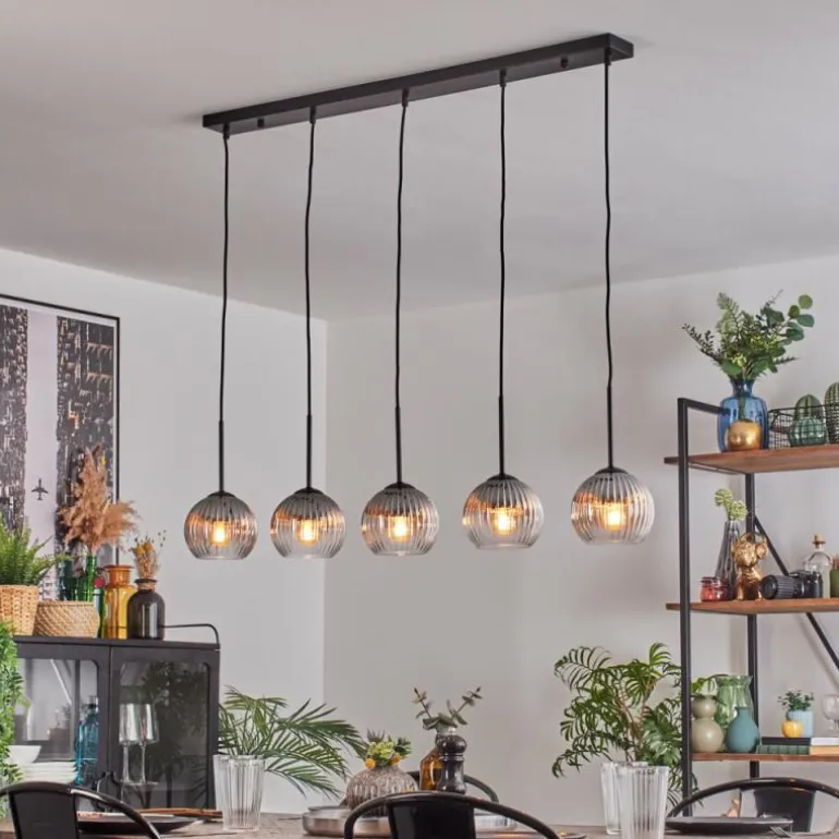 Koyoto Boule lumineuse, Suspension Noir, 5 lumières