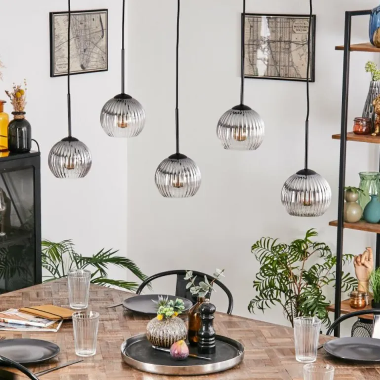 Koyoto Boule lumineuse, Suspension Noir, 5 lumières