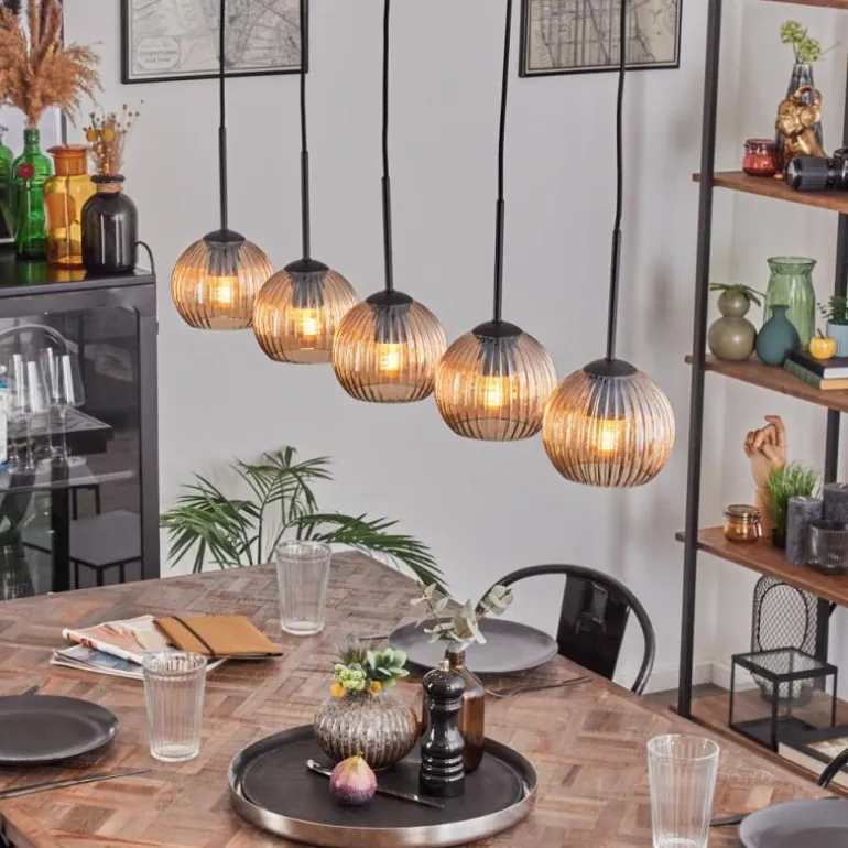 Koyoto Boule lumineuse, Suspension Noir, 5 lumières