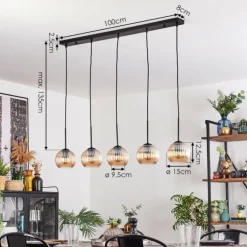 Koyoto Boule lumineuse, Suspension Noir, 5 lumières
