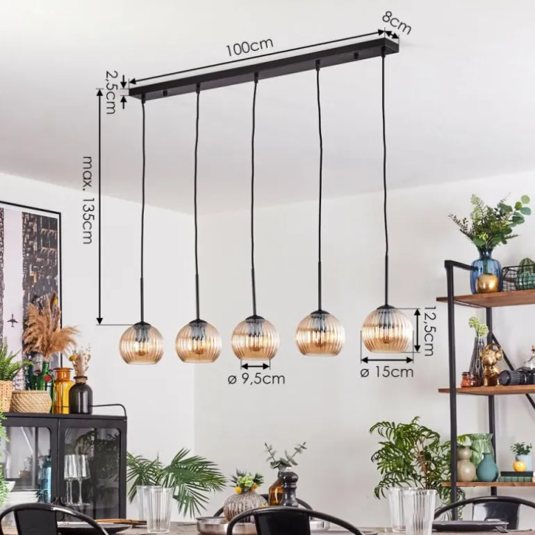 Koyoto Boule lumineuse, Suspension Noir, 5 lumières