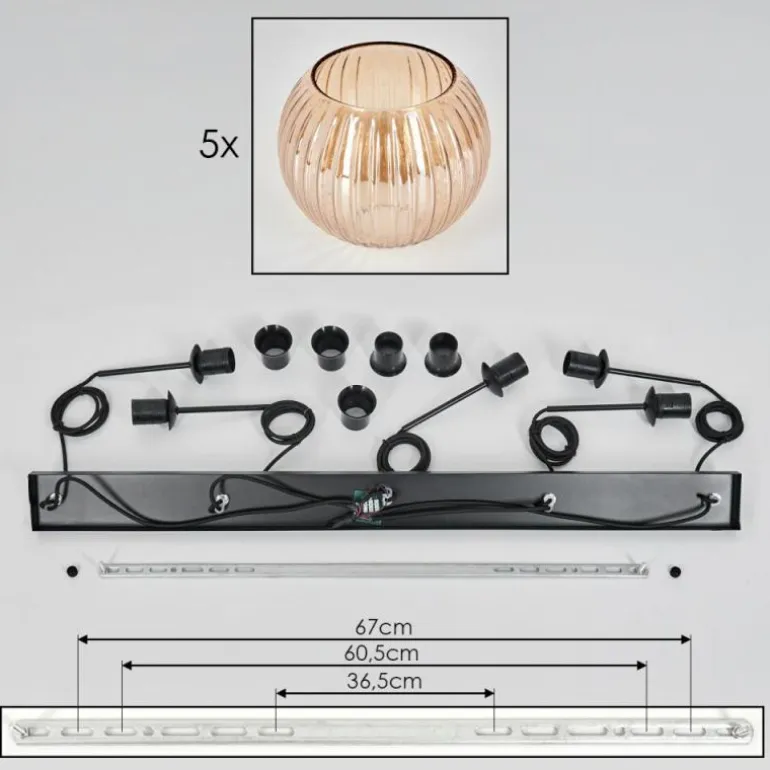 Koyoto Boule lumineuse, Suspension Noir, 5 lumières