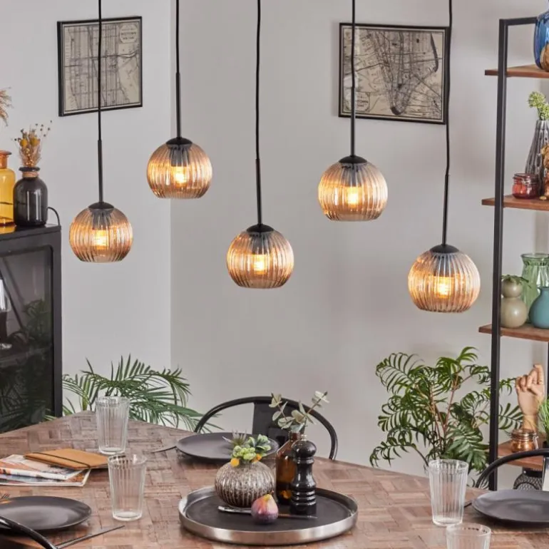 Koyoto Boule lumineuse, Suspension Noir, 5 lumières