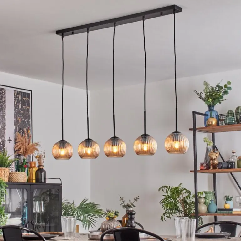 Koyoto Boule lumineuse, Suspension Noir, 5 lumières