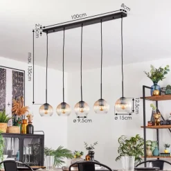 Koyoto Boule lumineuse, Suspension Noir, 5 lumières