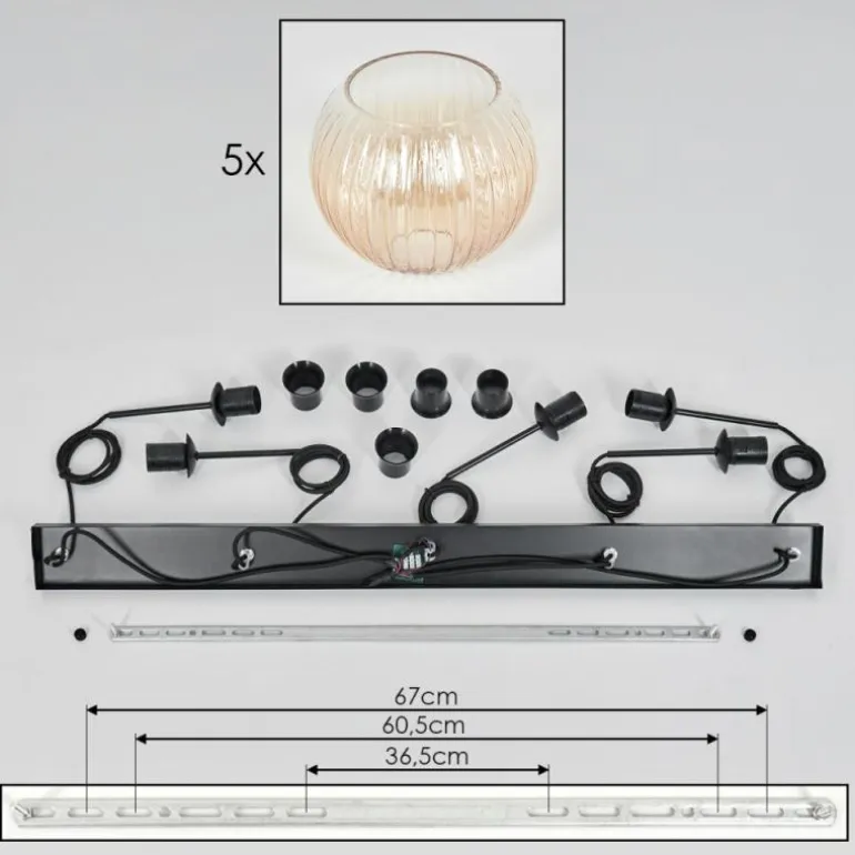 Koyoto Boule lumineuse, Suspension Noir, 5 lumières