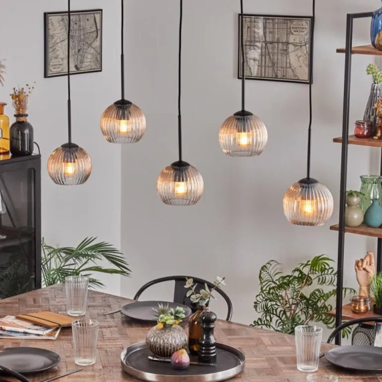 Koyoto Boule lumineuse, Suspension Noir, 5 lumières