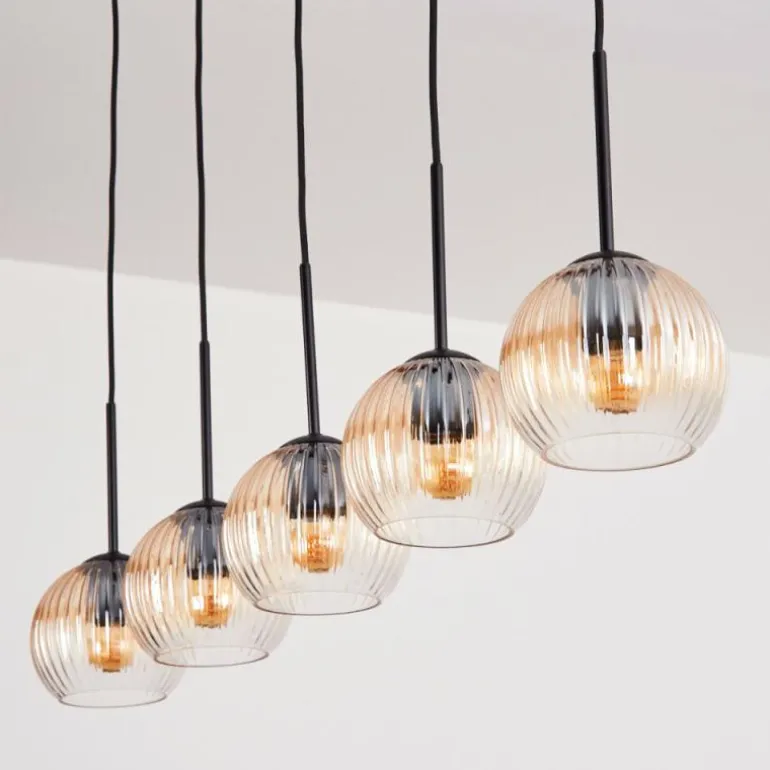 Koyoto Boule lumineuse, Suspension Noir, 5 lumières
