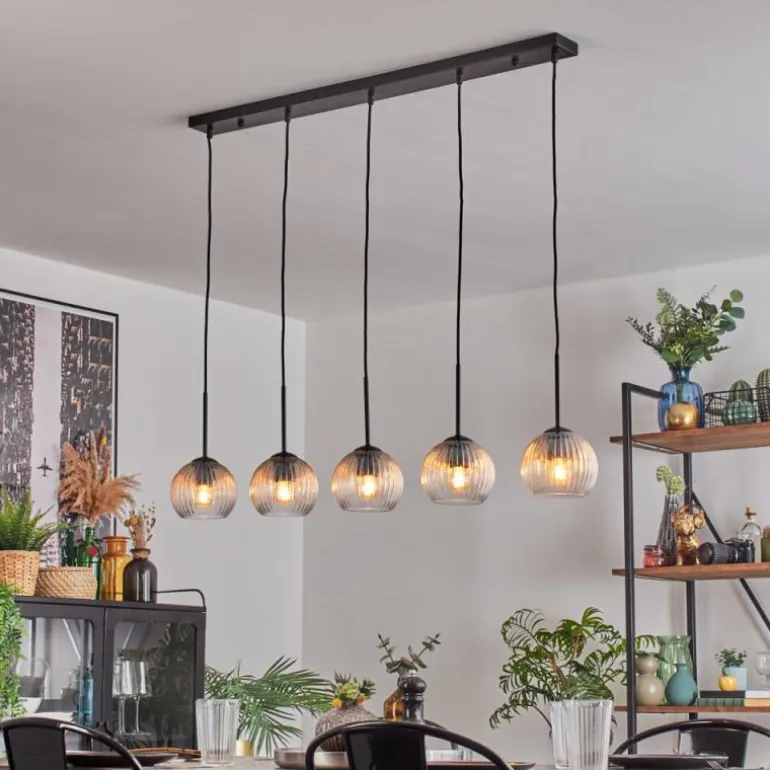 Koyoto Boule lumineuse, Suspension Noir, 5 lumières