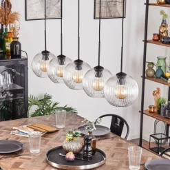 Koyoto Boule lumineuse, Suspension Noir, 5 lumières