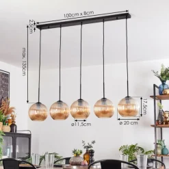 Koyoto Boule lumineuse, Suspension Noir, 5 lumières