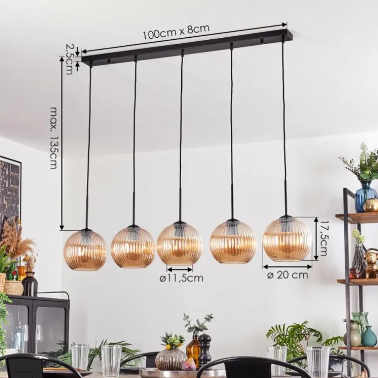 Koyoto Boule lumineuse, Suspension Noir, 5 lumières